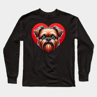 Brussels Griffon Puppy Cute Dog Red Heart Long Sleeve T-Shirt